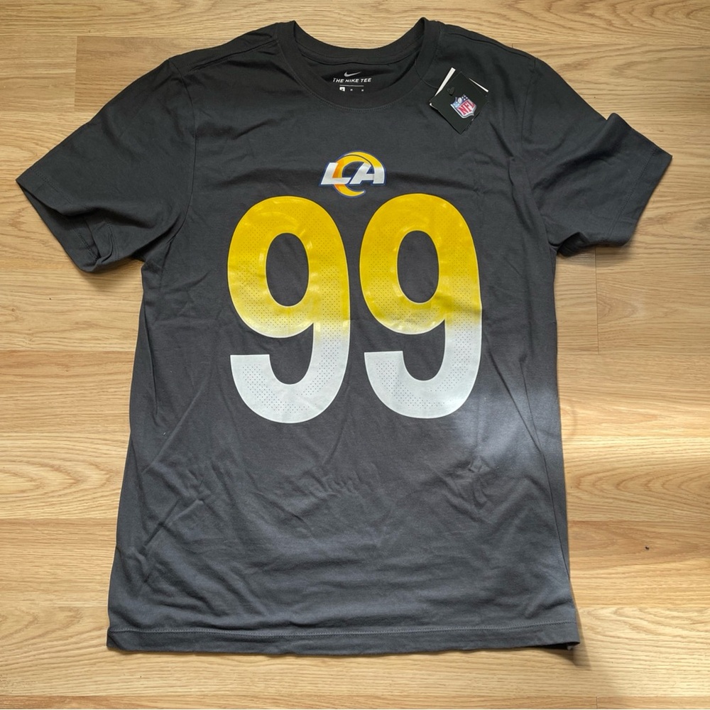 Nike Los Angeles Rams Gray Aaron Donald 99 Short Sleeve T Shirt Size M NWT
